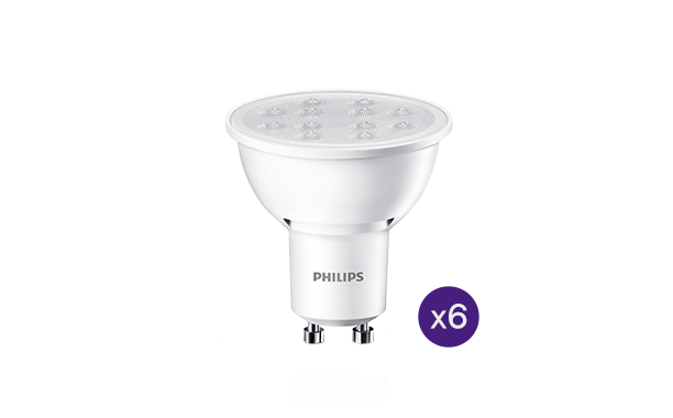Kit 6 lampadine LED Philips - Faretto 4,6W (50W) - GU10 - Luce