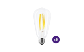 Kit 6 lampadine LED LedByLed - Edison a filamento 6W (60 W) - E27 - Luce  Calda